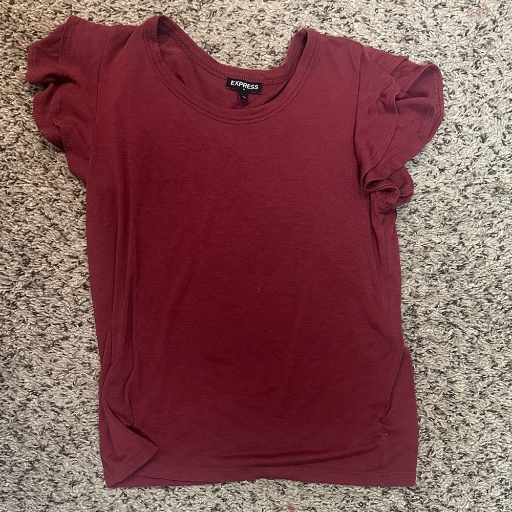 Express Women's Rich Burgundy Short Sleeve Tee